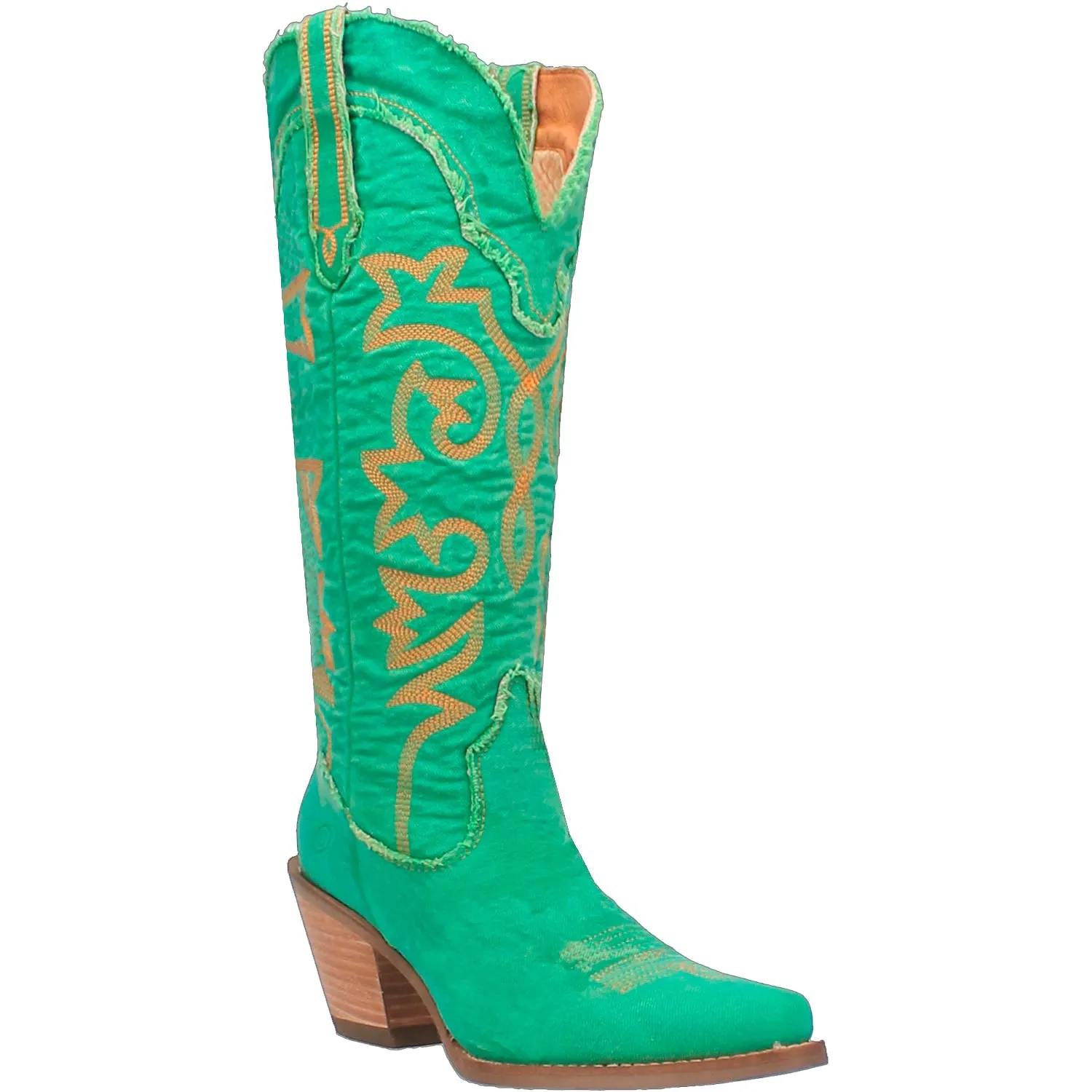 Dingo Womens Texas Tornado Green Denim Fashion Boots