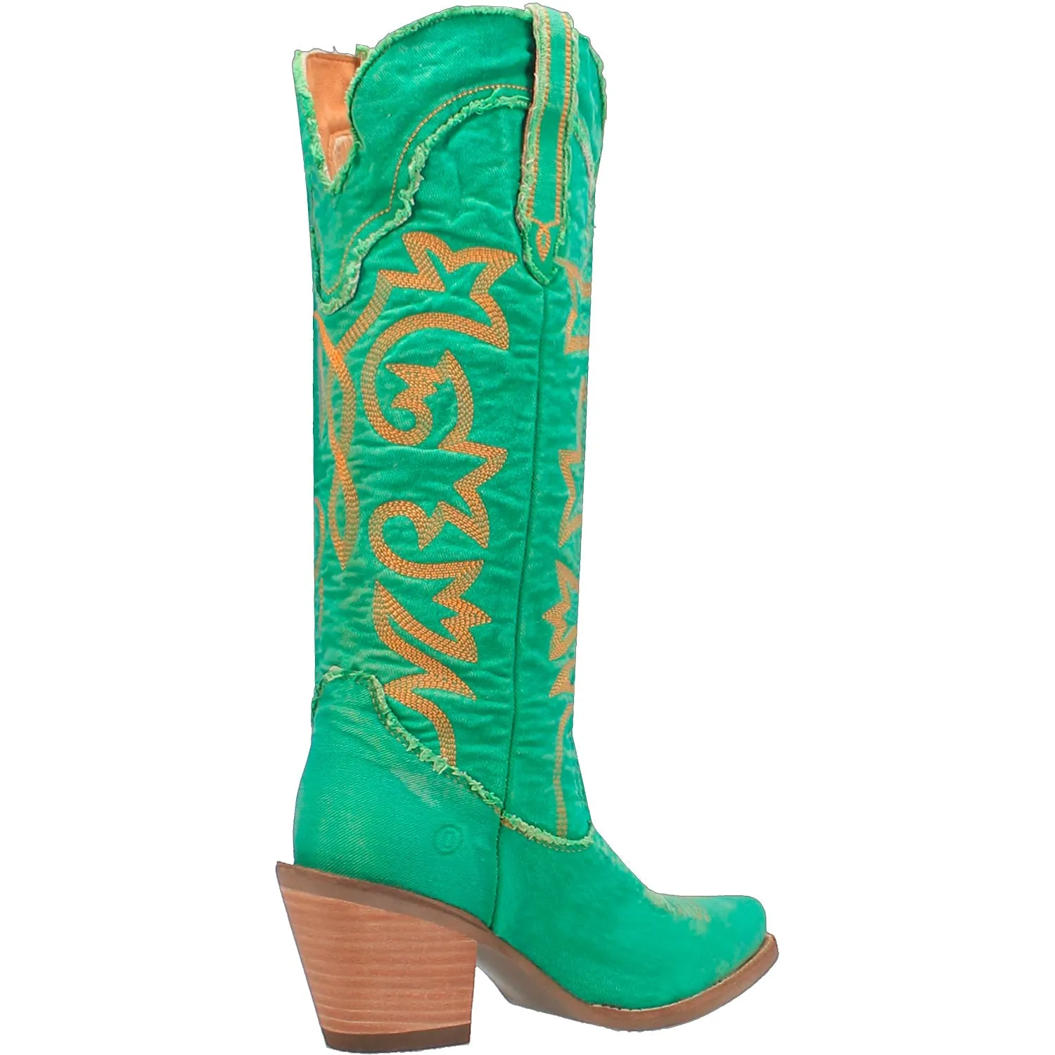 Dingo Womens Texas Tornado Green Denim Fashion Boots