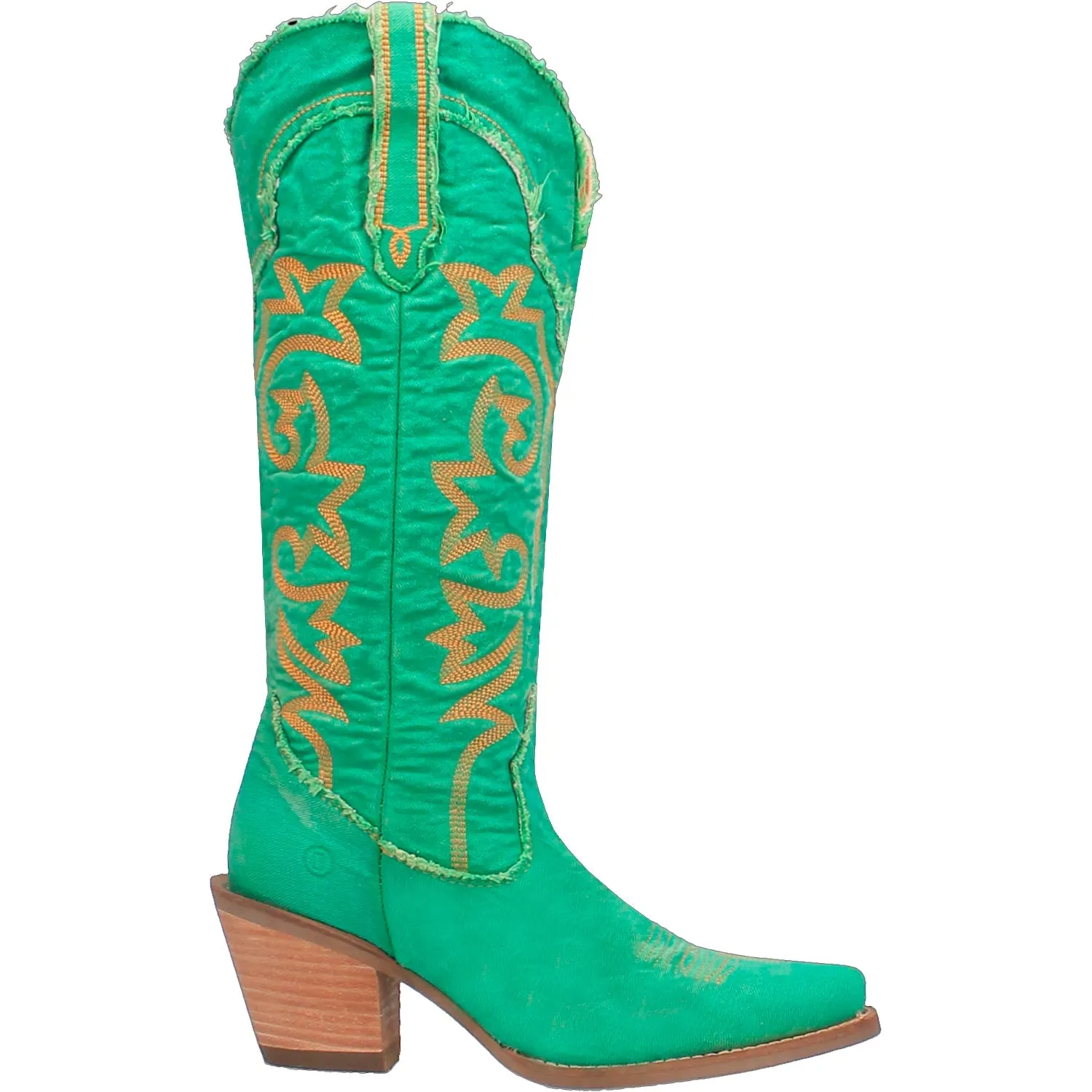 Dingo Womens Texas Tornado Green Denim Fashion Boots