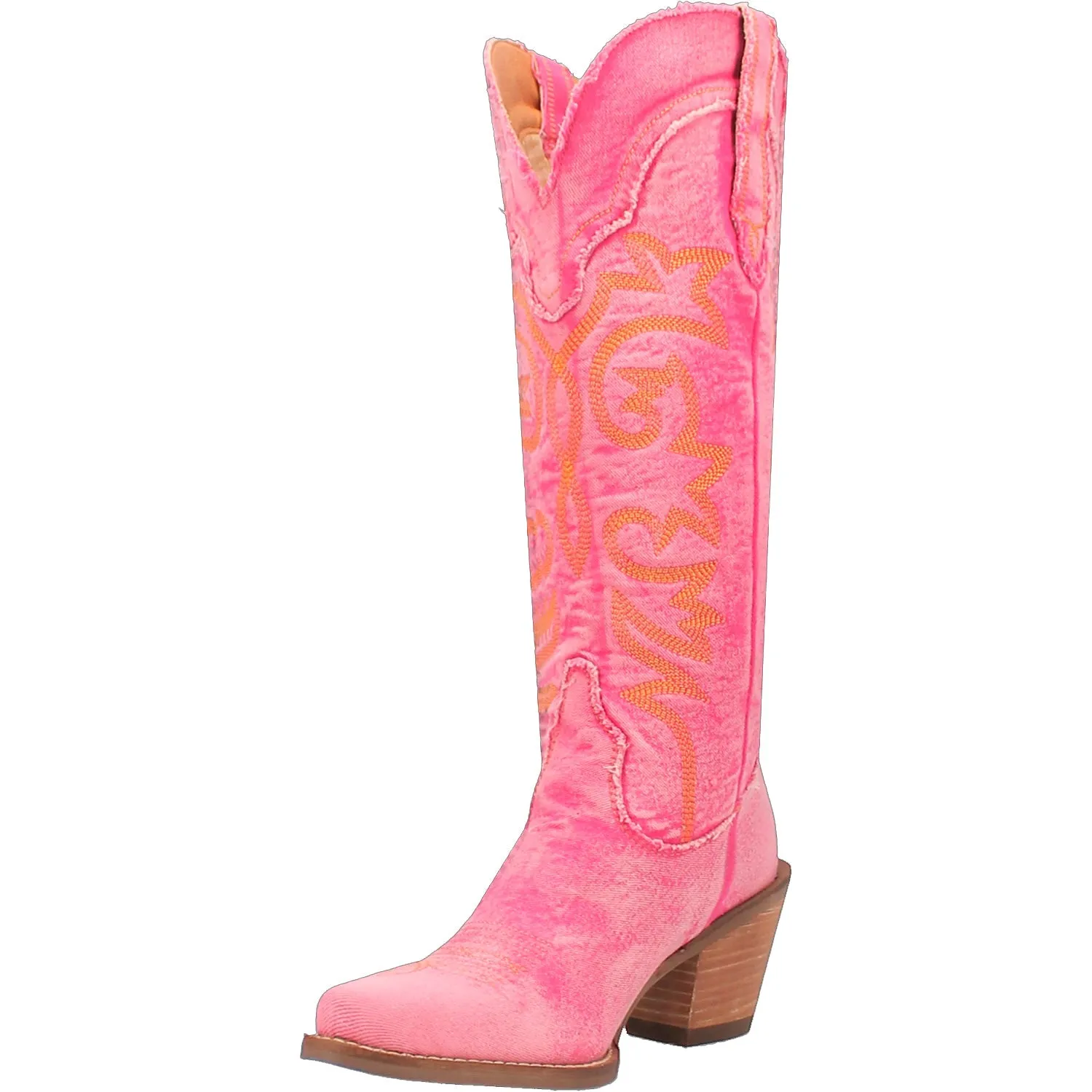 Dingo Womens Texas Tornado Pink Denim Fashion Boots