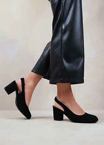 Edith Black Suede Slingback Court Shoes by Where’s That From | Look Again