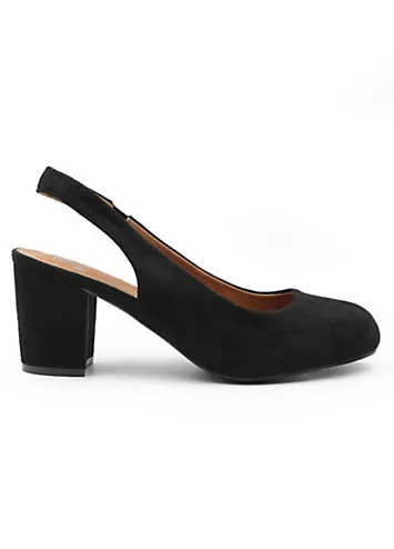 Edith Black Suede Slingback Court Shoes by Where’s That From | Look Again