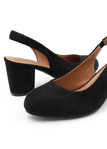 Edith Black Suede Slingback Court Shoes by Where’s That From | Look Again