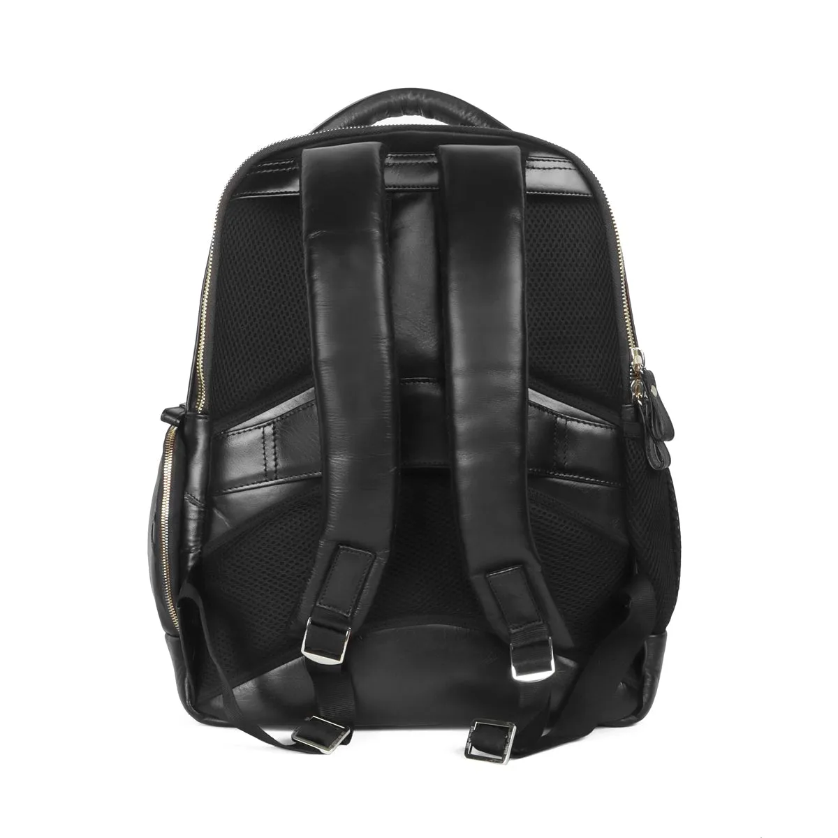 Embossed Lion Black Leather Backpack