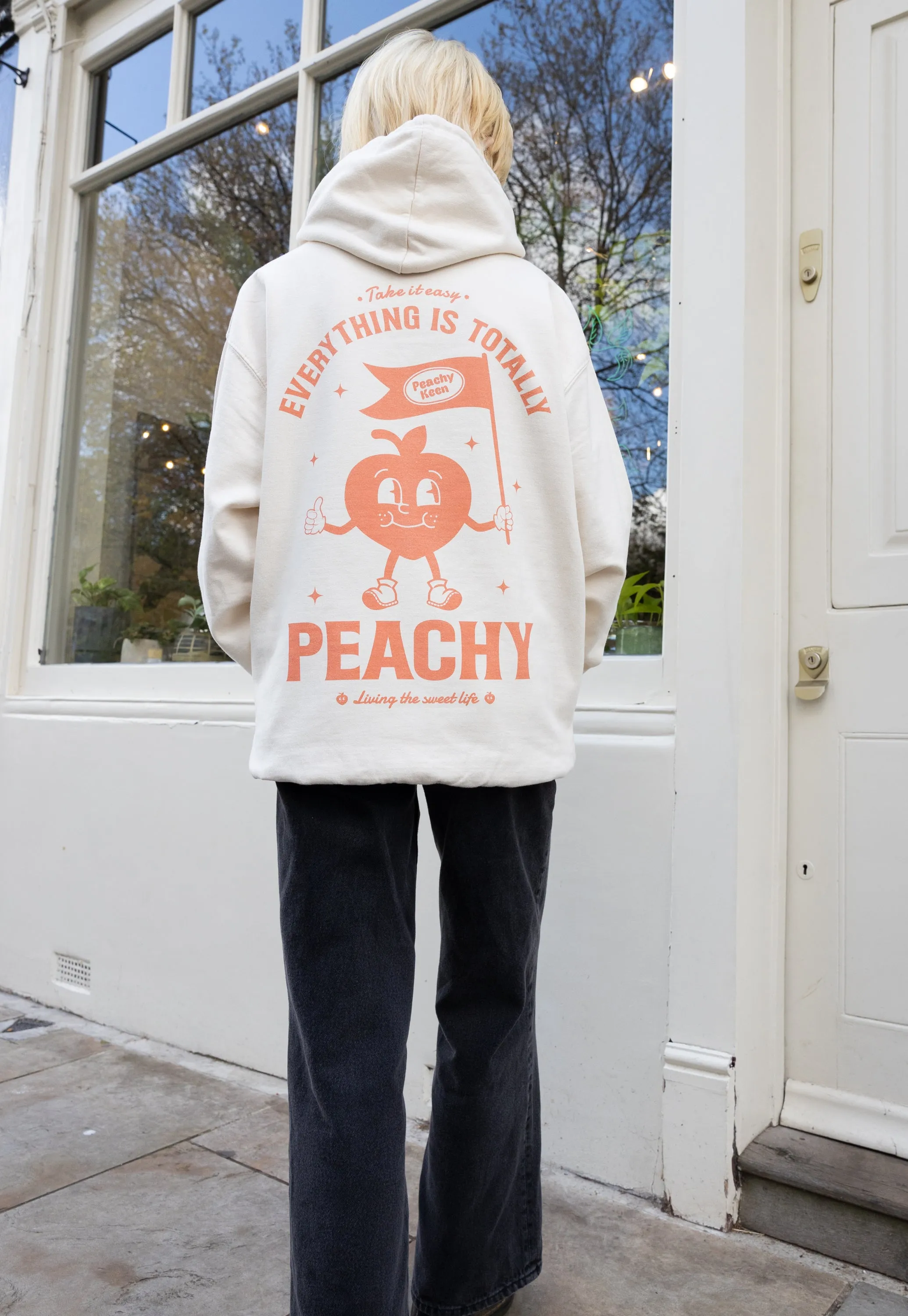 Everything Is Peachy Graphic Hoodie in Vanilla