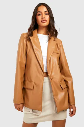 Faux Leather Oversized Mansy Blazer