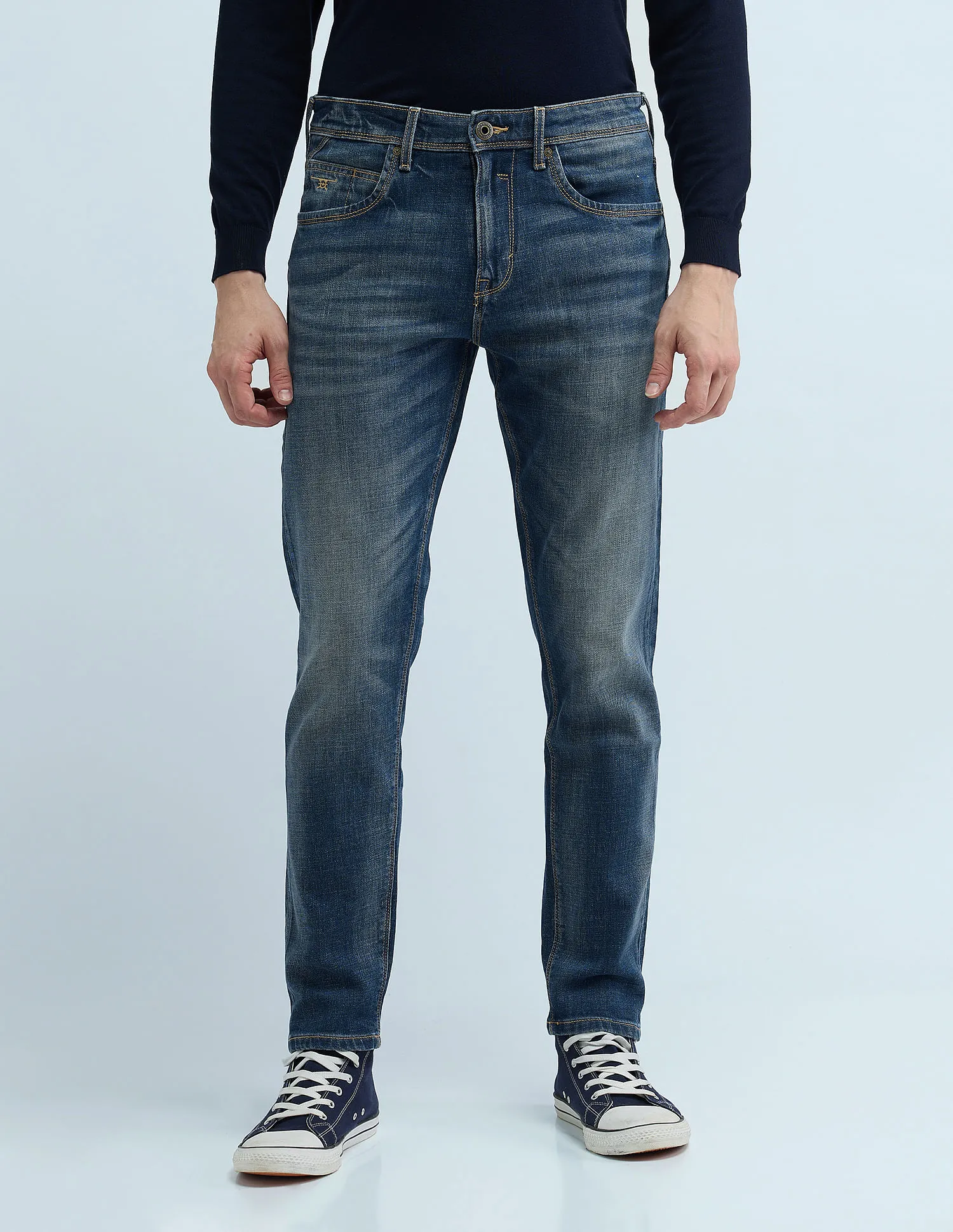 Flying Machine Slash Slim Tapered Washed Jeans