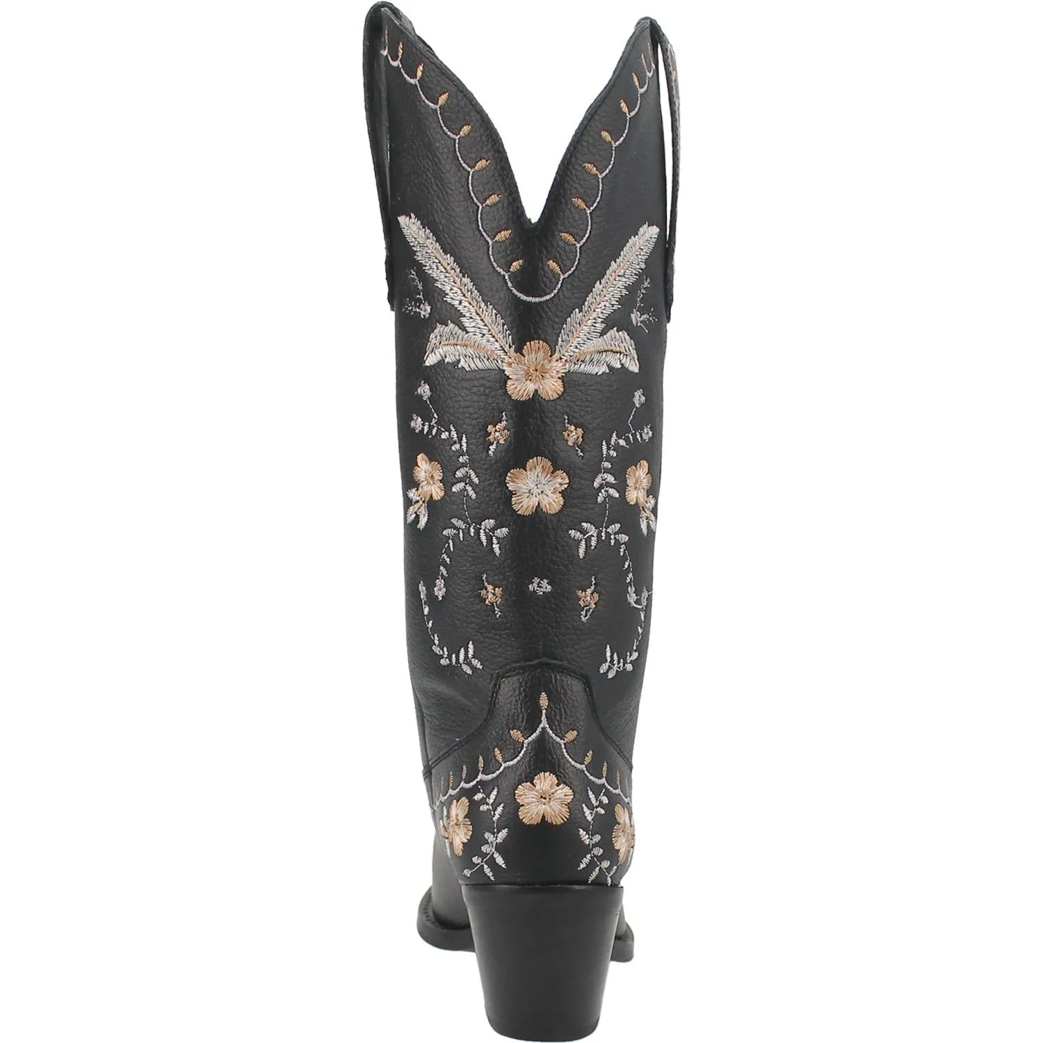 Full Bloom Black Embroidered Flower Leather Boots (DS) - BACKORDER JULY 2024