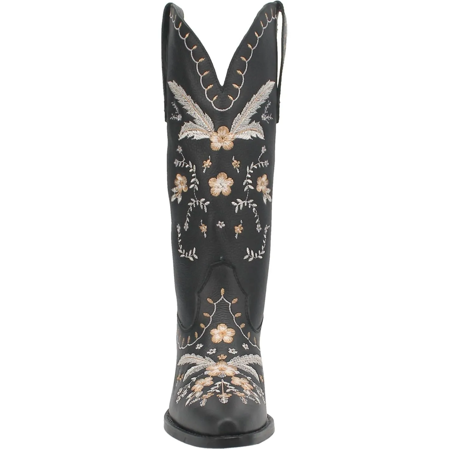 Full Bloom Black Embroidered Flower Leather Boots (DS) - BACKORDER JULY 2024