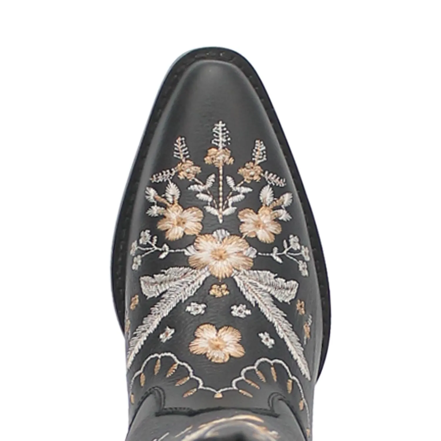 Full Bloom Black Embroidered Flower Leather Boots (DS) - BACKORDER JULY 2024