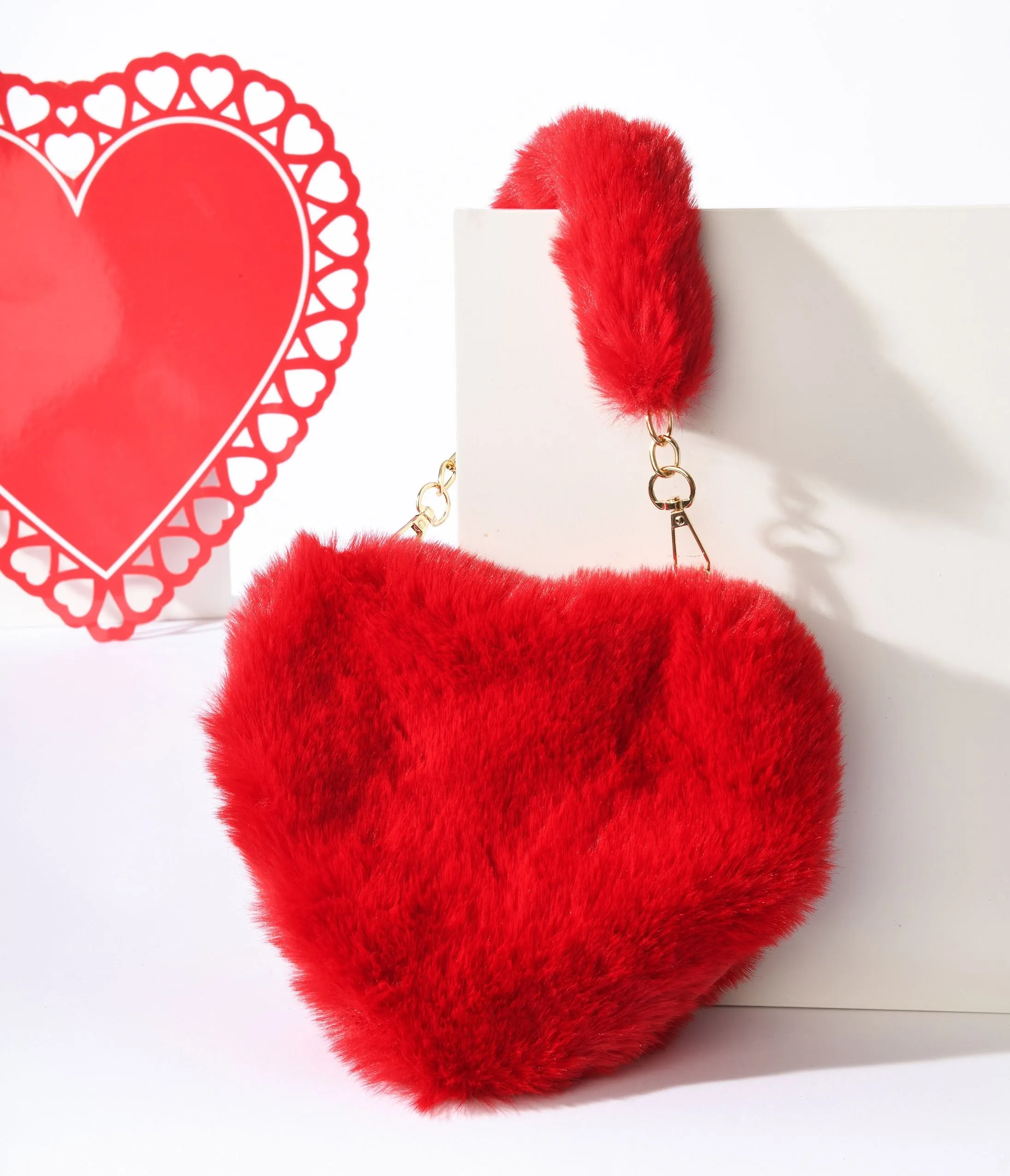 Fuzzy Red Heart Handbag