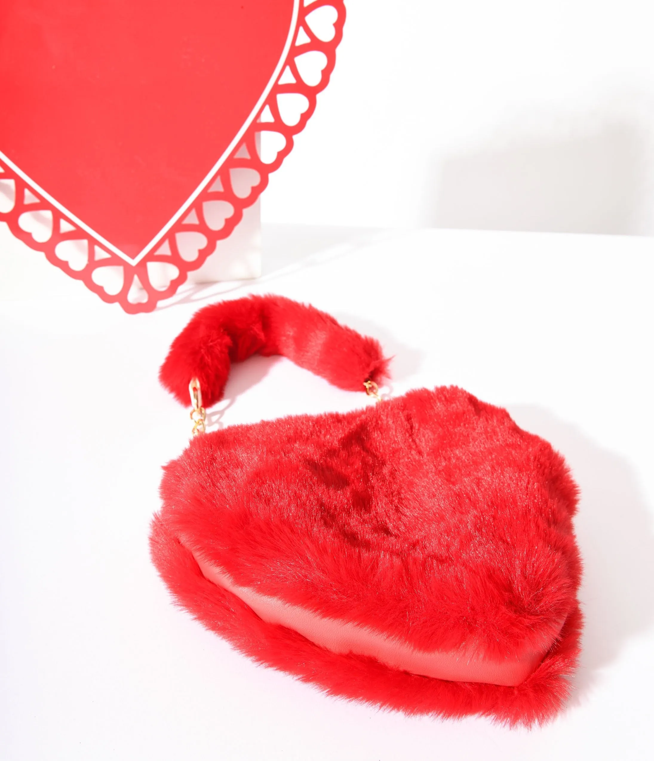 Fuzzy Red Heart Handbag