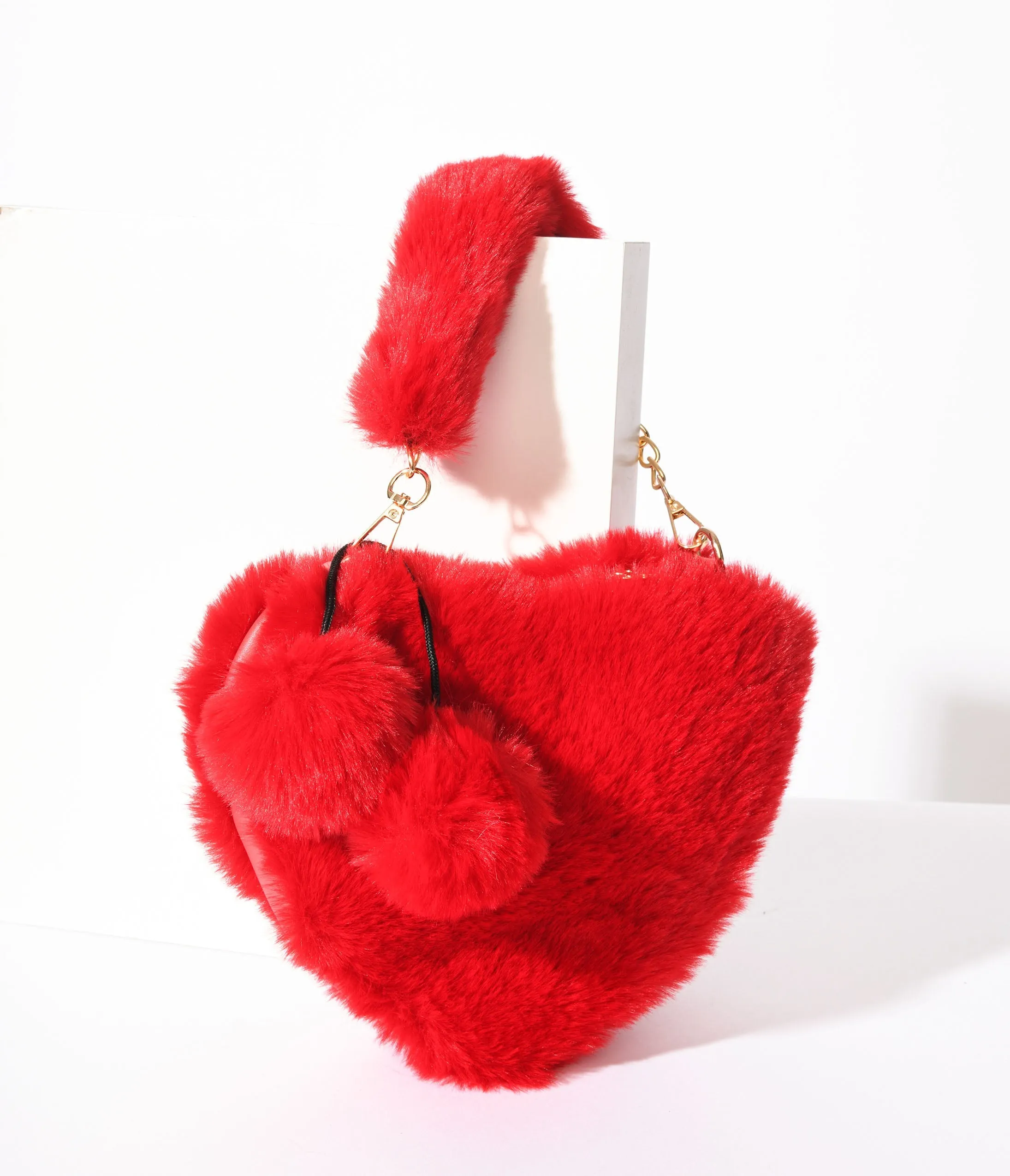 Fuzzy Red Heart Handbag