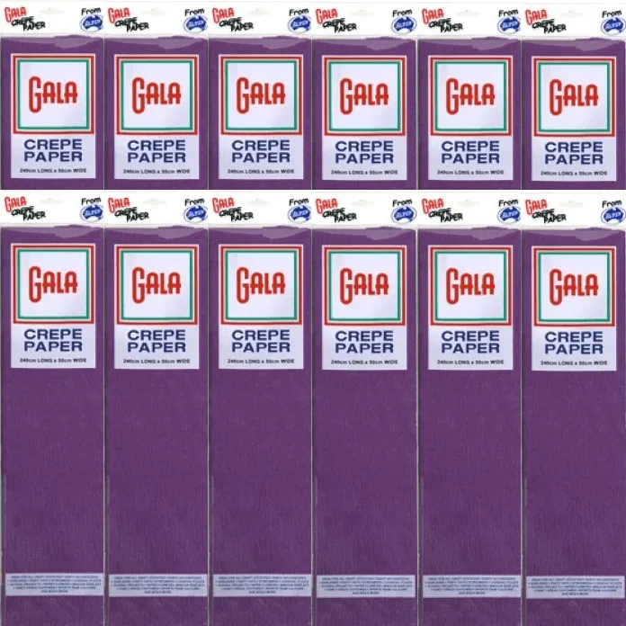 Gala Crepe Paper 2400x500mm Purple Pack 12 BULK