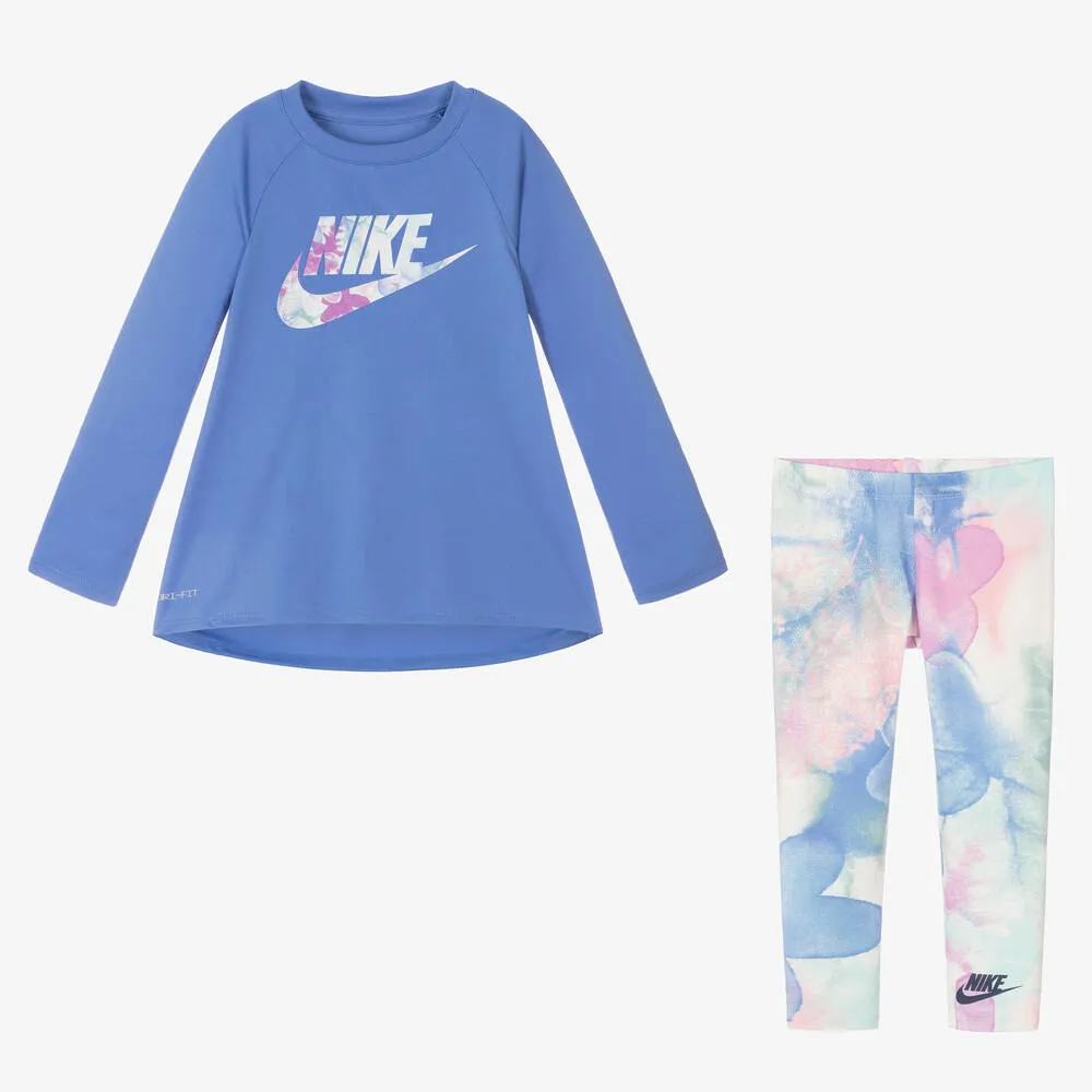 Girls Blue Sports Leggings Set