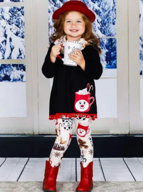 Girls Long Sleeve A-Line Tunic, Printed Leggings And Scarf Set