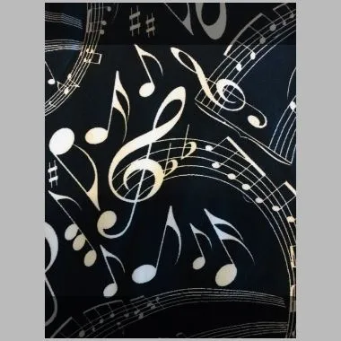 Girls Music Note Leggings, Kids Yoga Pants, Sizes S/L, No-Roll Waist, Black/White