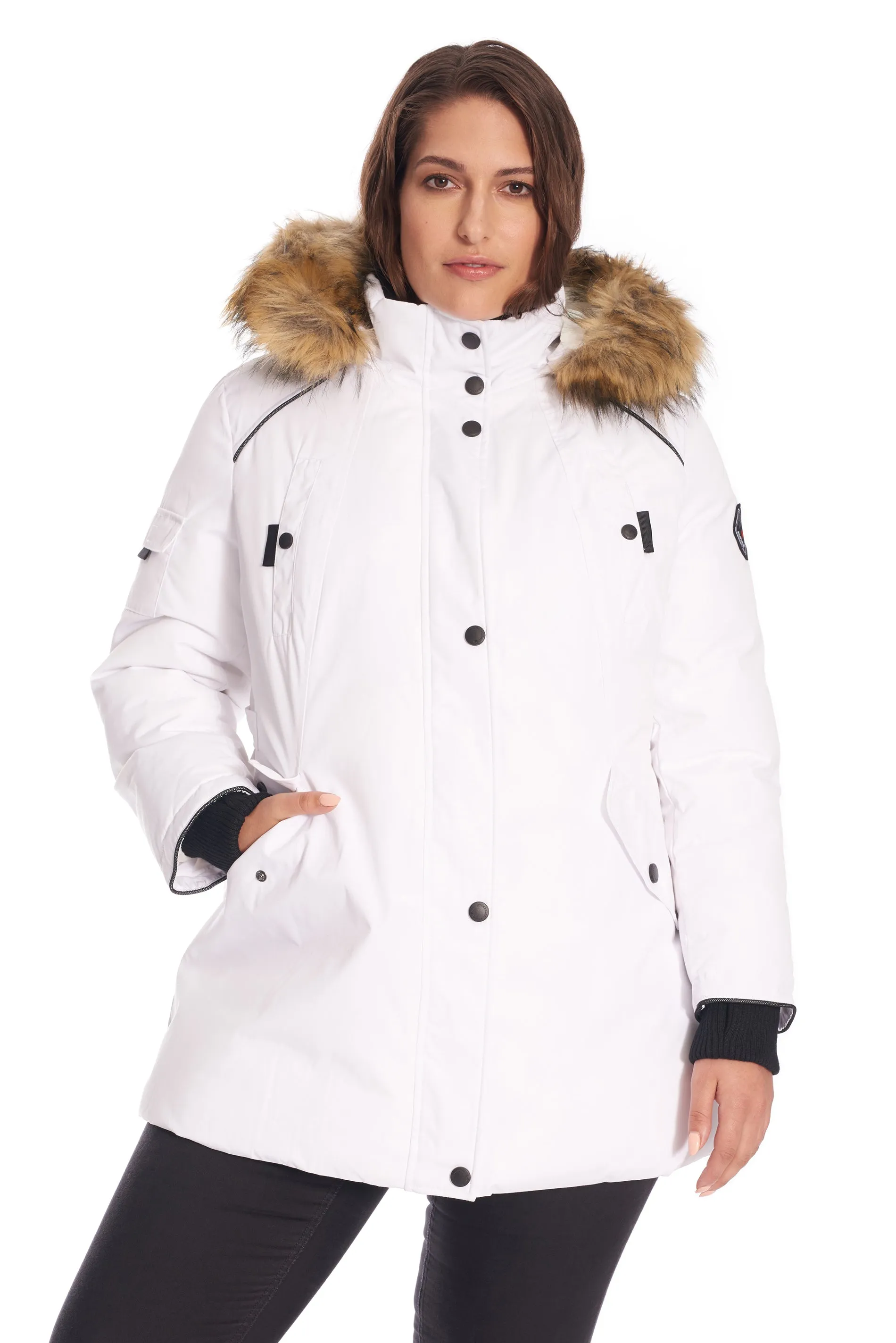 GLACIER PLUS | WOMEN'S VEGAN DOWN (RECYCLED) PARKA, WHITE (PLUS SIZE)