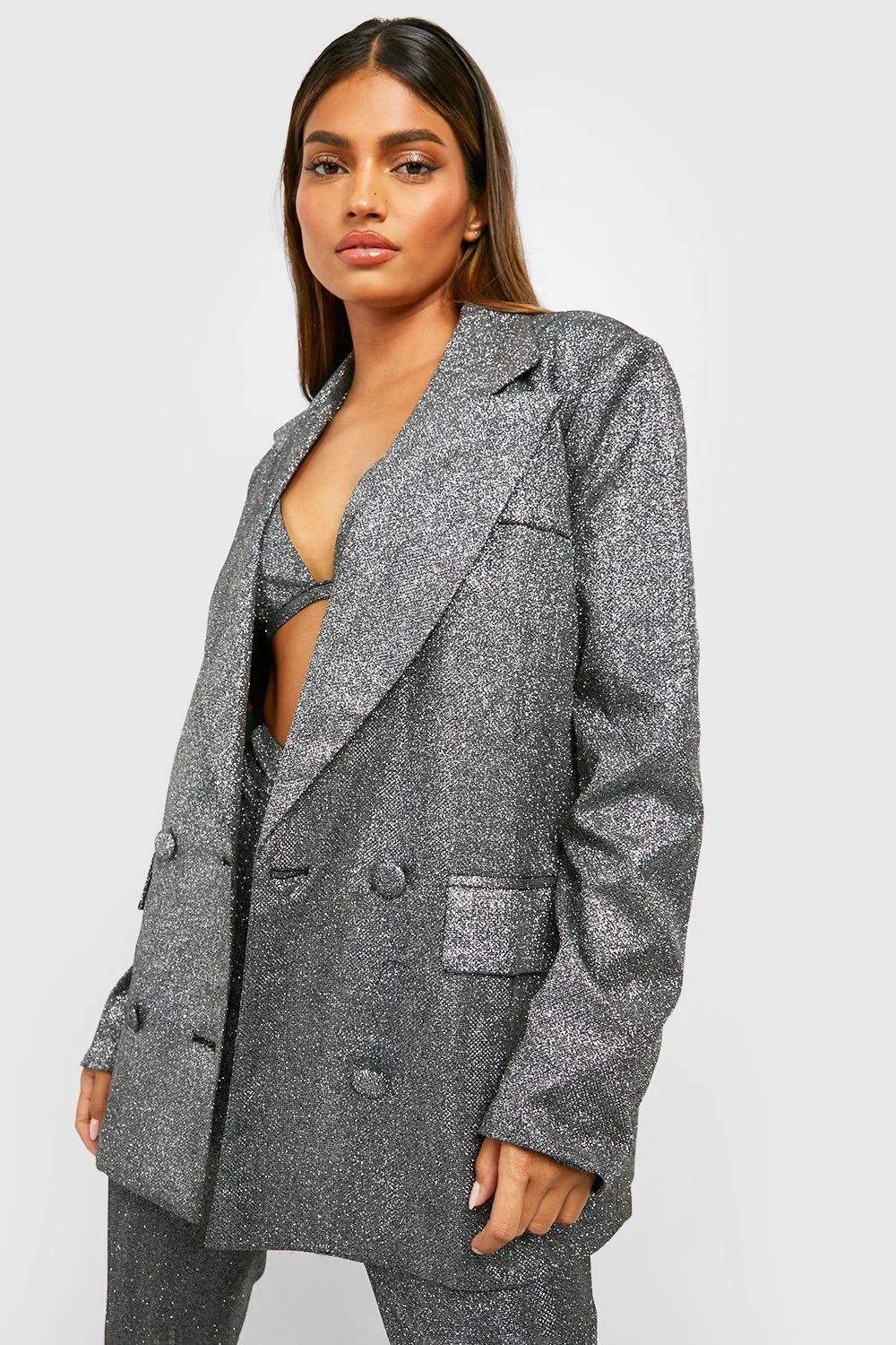 Glitter Oversized Tailored Blazer