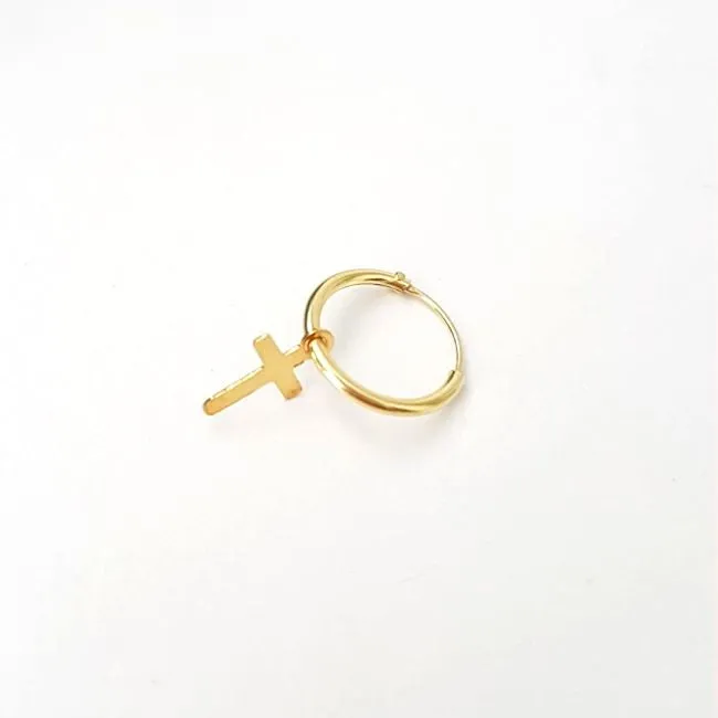 Gold cross hoop earrings