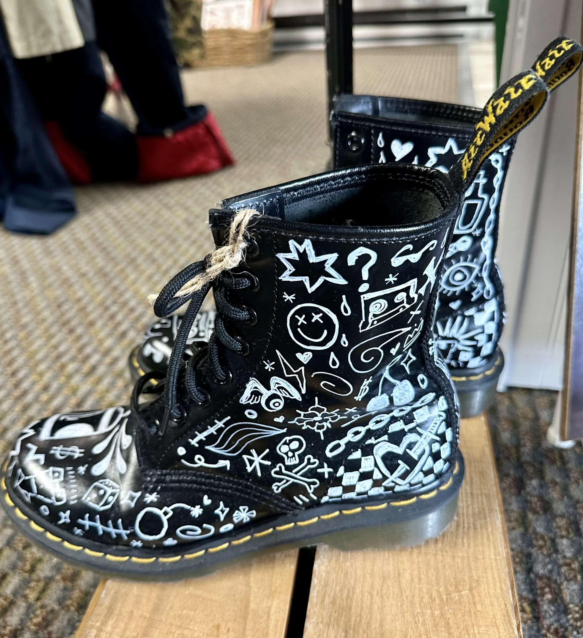 Hand painted custom doodle Doc Martens shoes size 7 women's punk rock