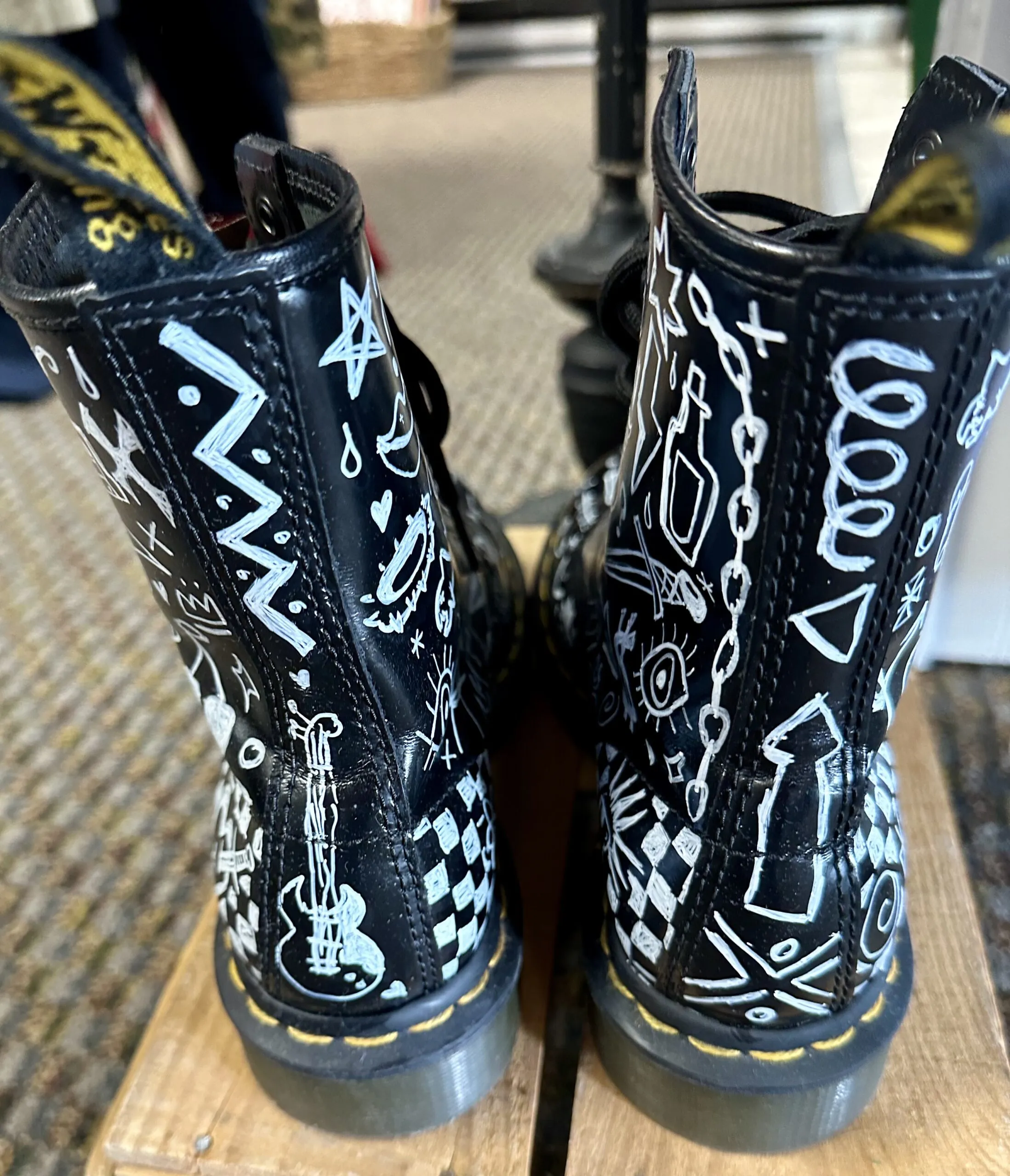 Hand painted custom doodle Doc Martens shoes size 7 women's punk rock