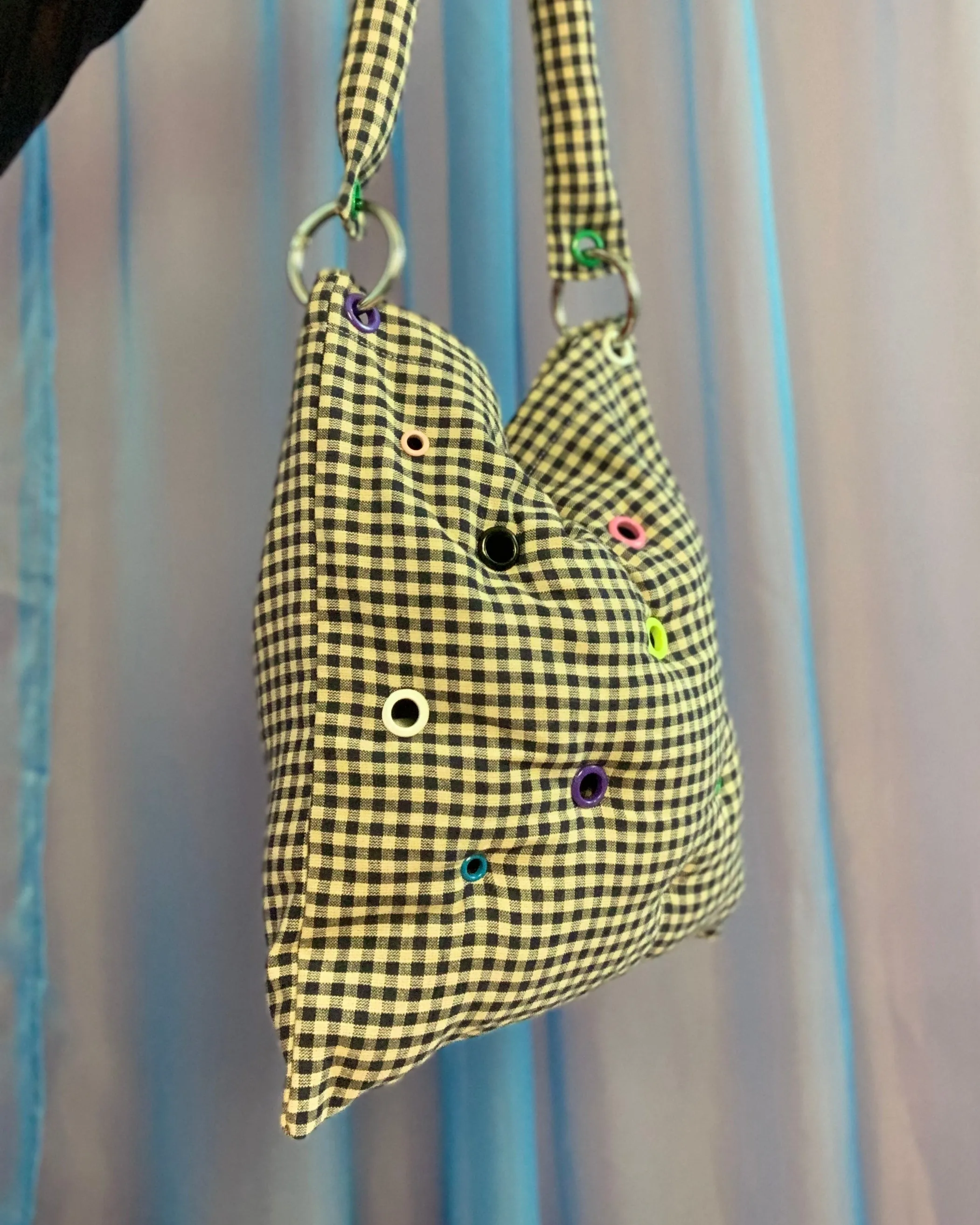 Handmade puff grommet bag