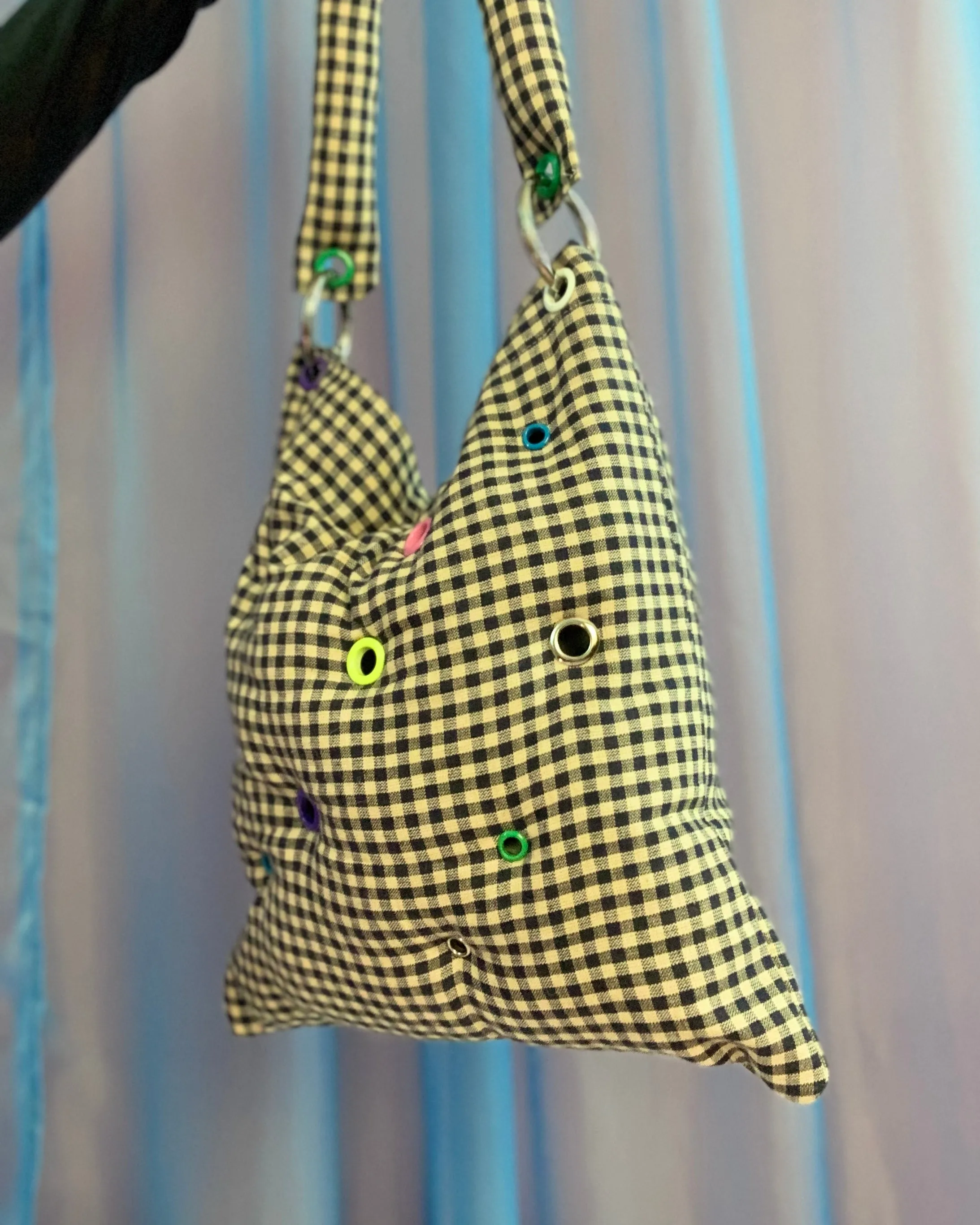 Handmade puff grommet bag