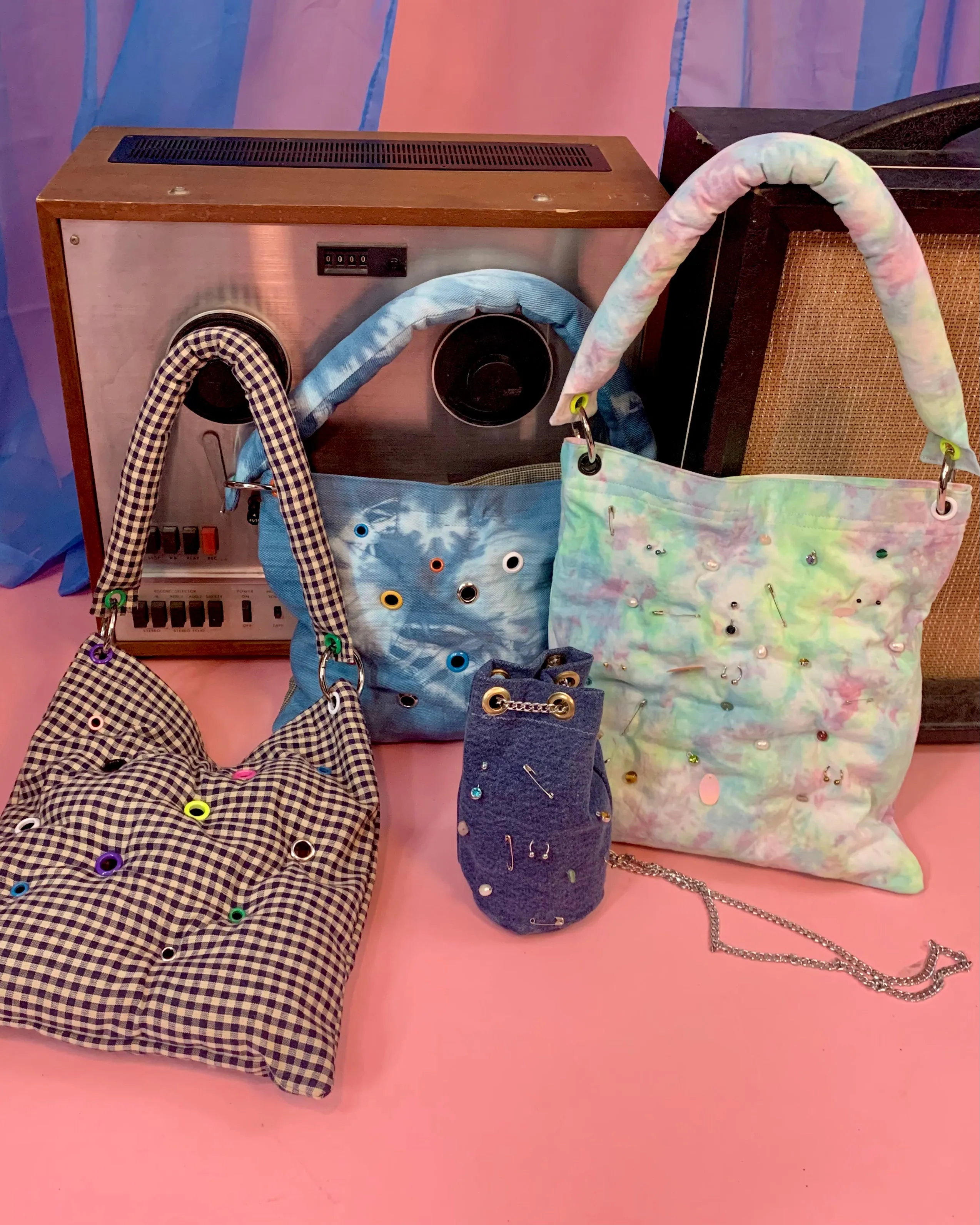 Handmade puff grommet bag