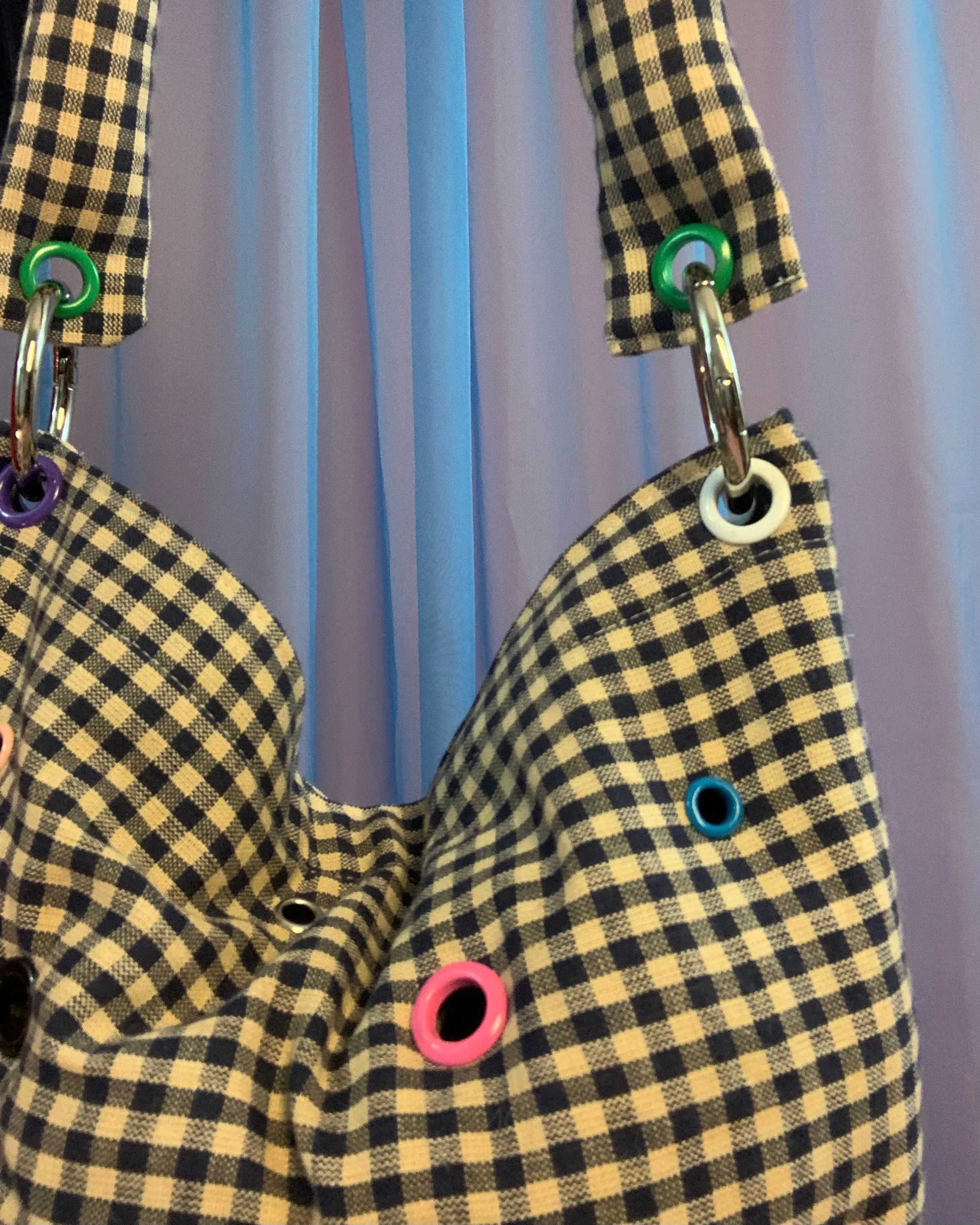 Handmade puff grommet bag