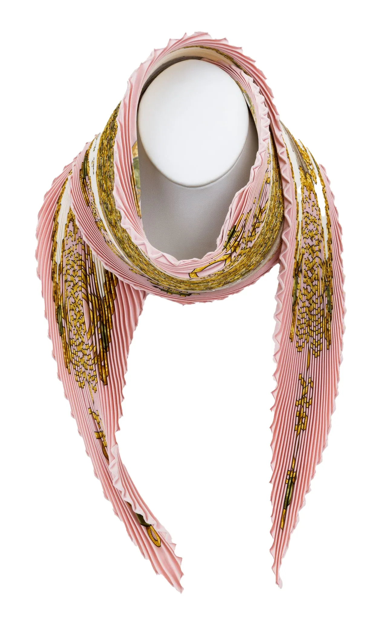 Hermès Pleated Brandeburg Pink Scarf