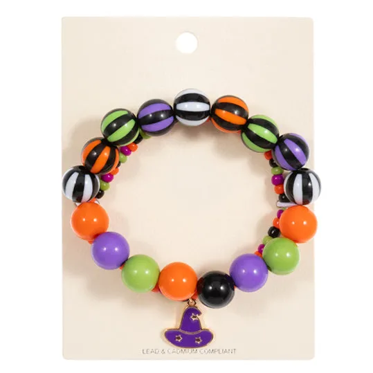 iLLASPARKZ 2PCS - Halloween Pumpkin Charm Beaded Stretch Bracelets