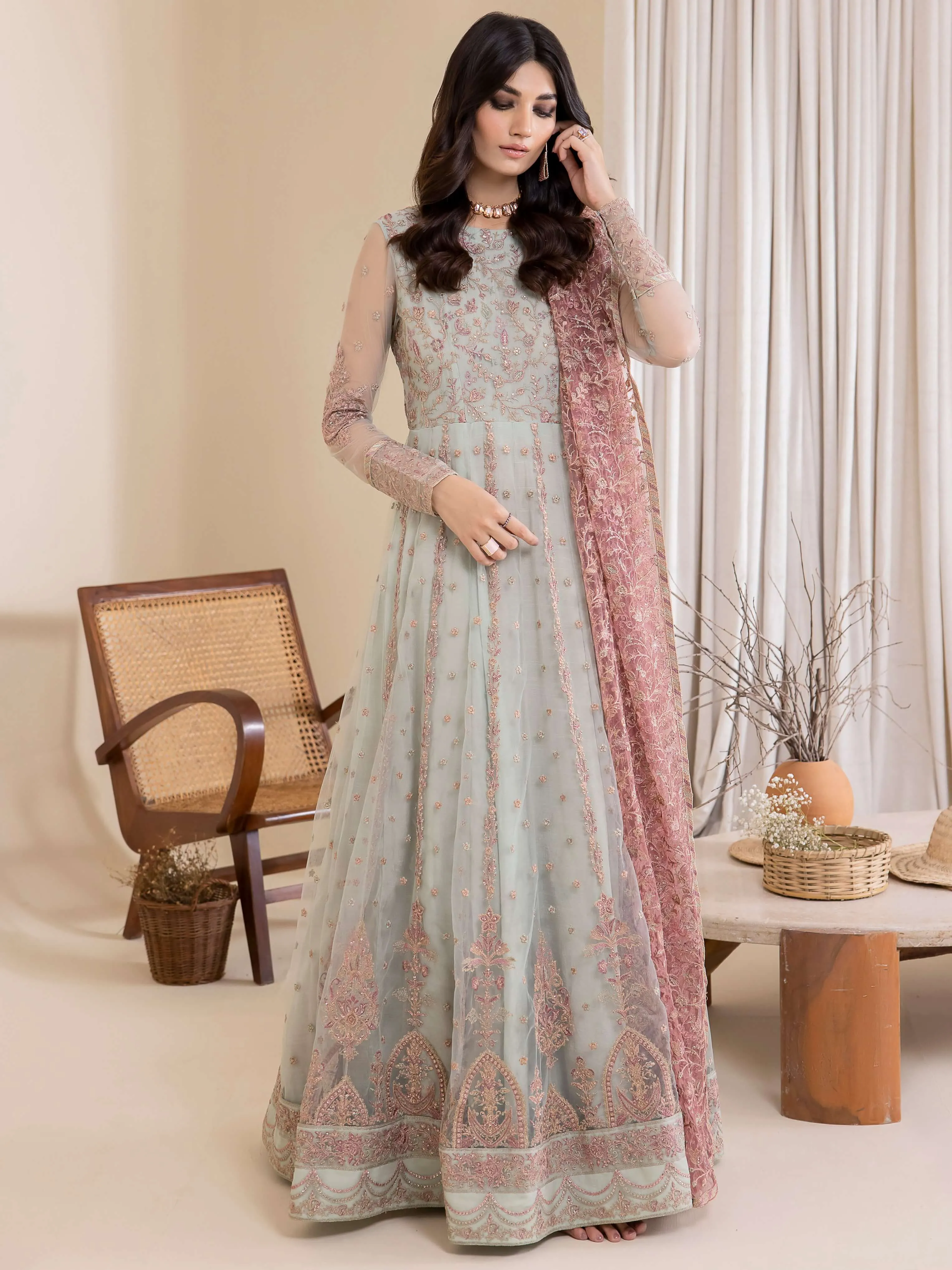 IZNIK Chinon Vol-03 Embroidered Net Unstitched 3Pc Suit CC-27 Aryanaa