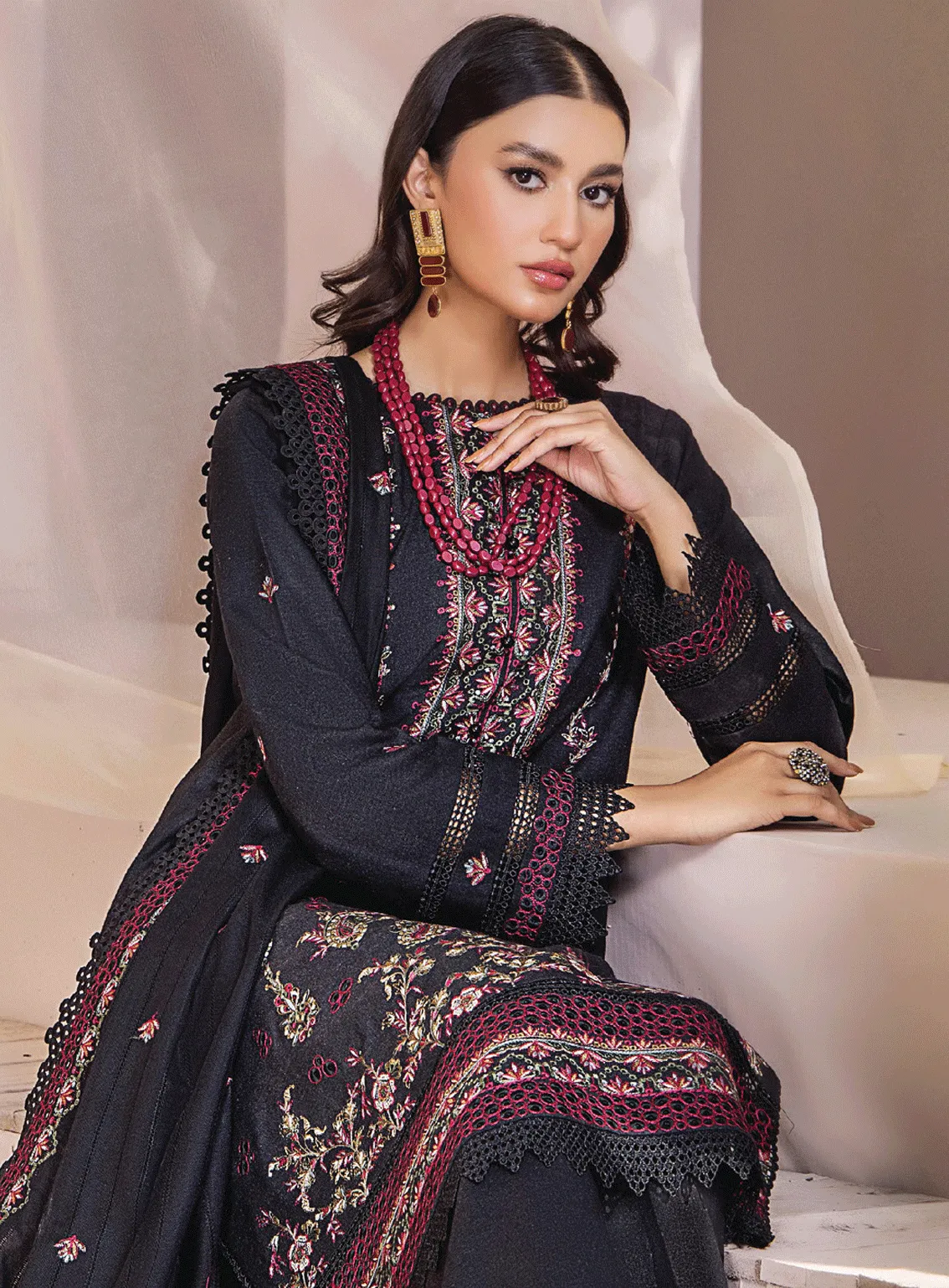 Jahan E Sukan By Humdum Embroidered Peach Unstitched 3 Piece Suit - HD23JS 01