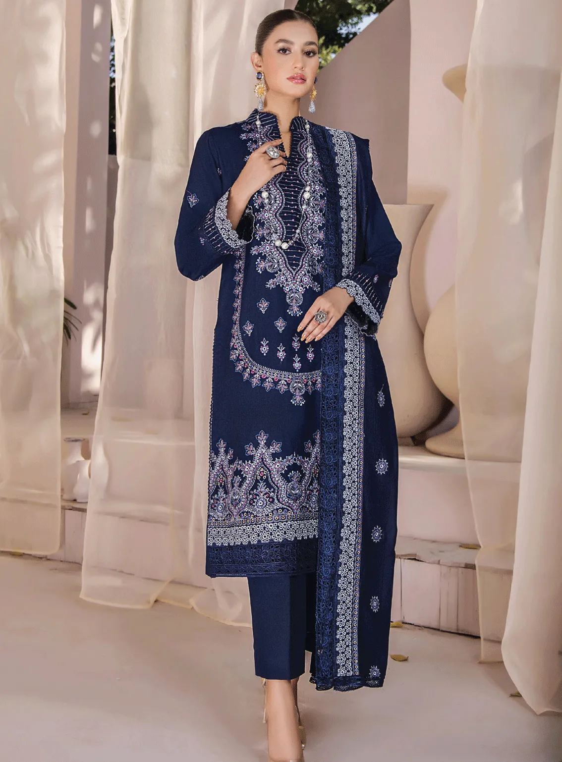 Jahan E Sukan By Humdum Embroidered Peach Unstitched 3 Piece Suit - HD23JS 05