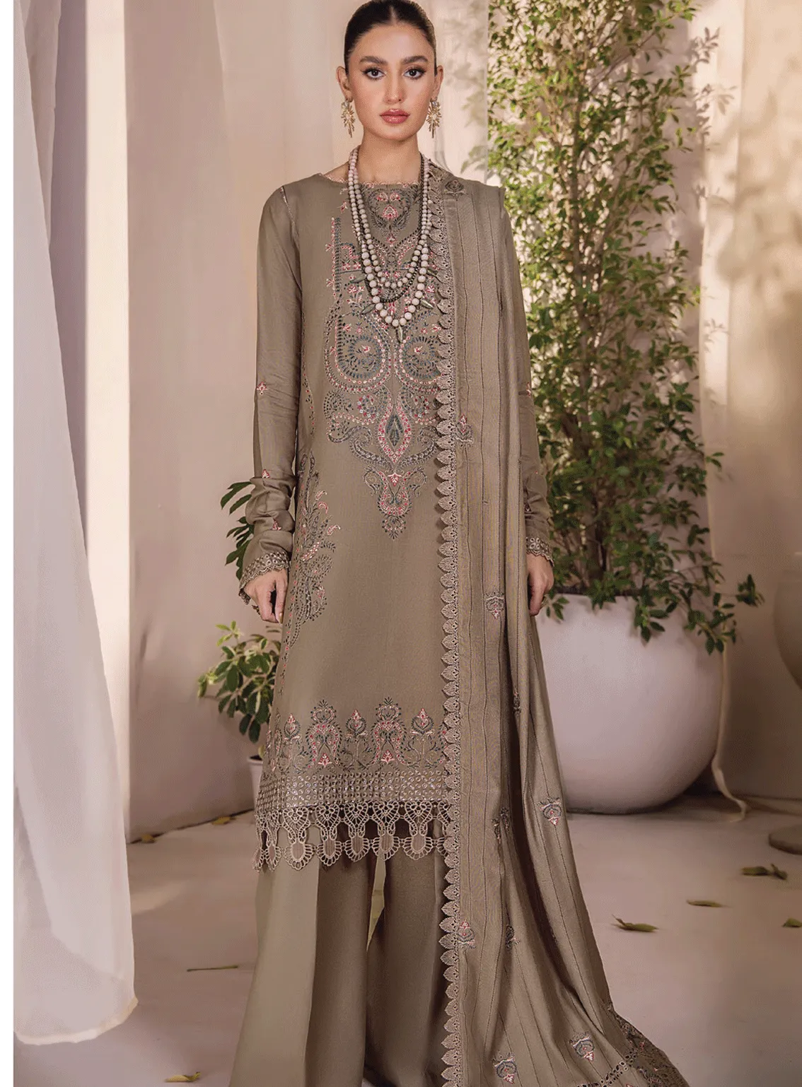 Jahan E Sukan By Humdum Embroidered Peach Unstitched 3 Piece Suit - HD23JS 08