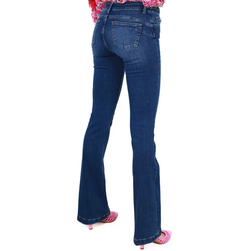 JEANS FLARE IN DENIM STRETCH, BLU