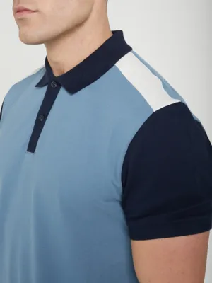 Jon Parka Blue Panel Polo Shirt | Men | George at ASDA