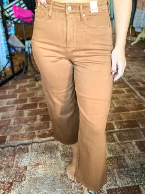 Judy Blue High Waist Wide Leg-Camel Tummy Control