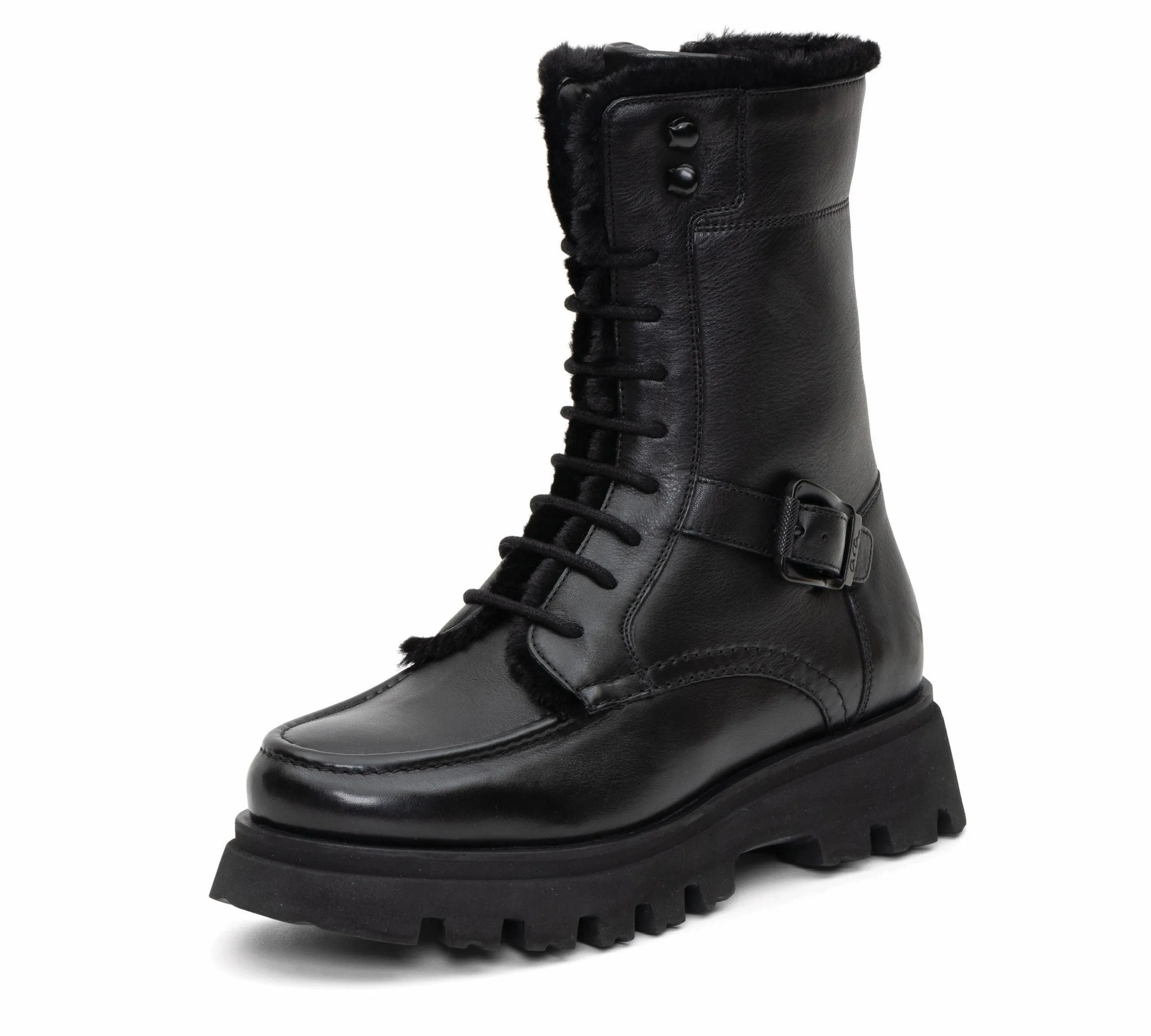 Kaiza Women's Lightweight Chunky Sole Zip Boot - Black 01