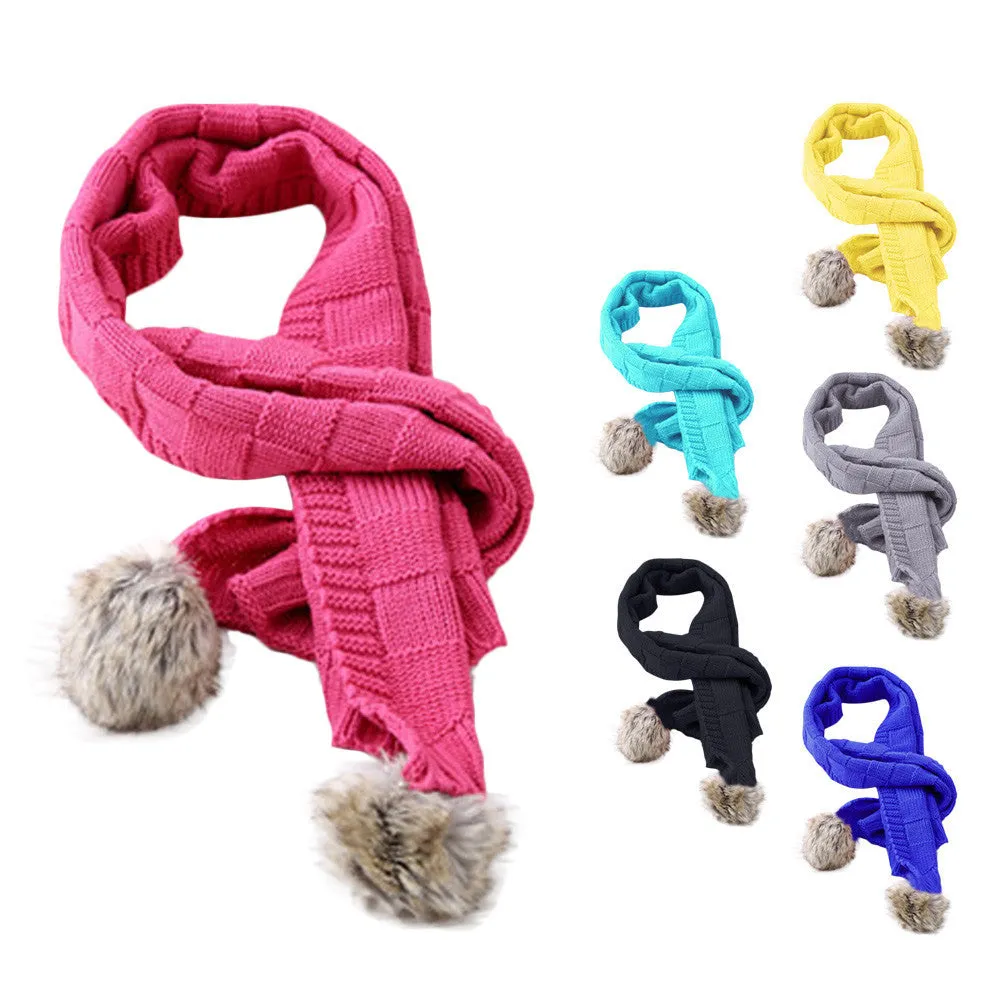 Kid Children Scarf Pure Colors Knit Woolen Baby Scarf Neck Neckerchief