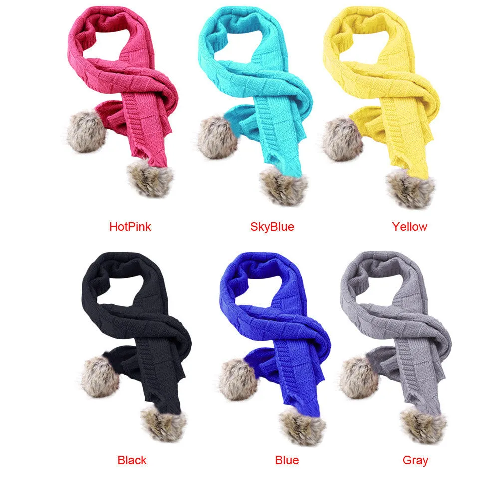 Kid Children Scarf Pure Colors Knit Woolen Baby Scarf Neck Neckerchief