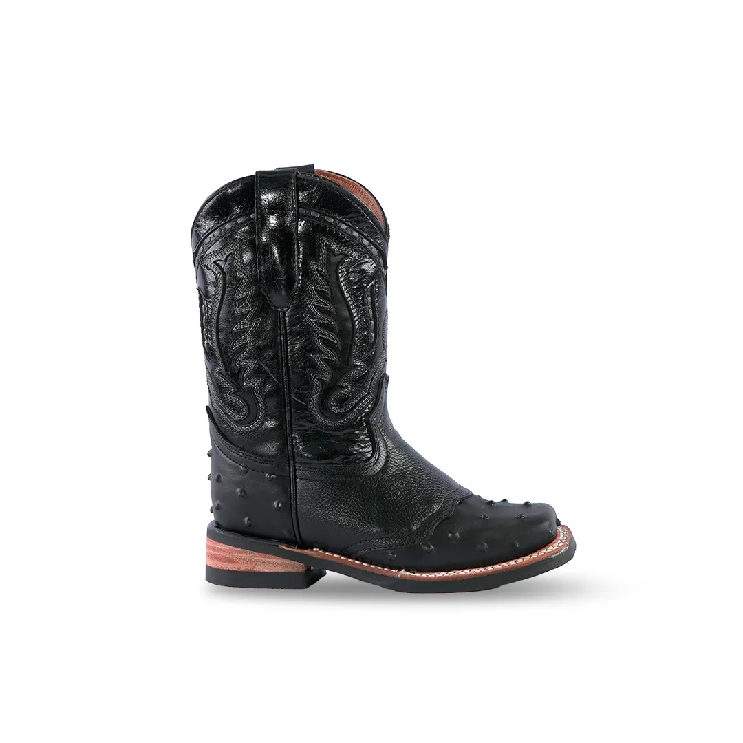 Kids Boot Ostrich Black Barcelona EST K408-1