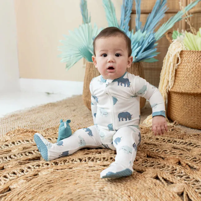 Kyte Baby Printed Zippered Footie in Rhino