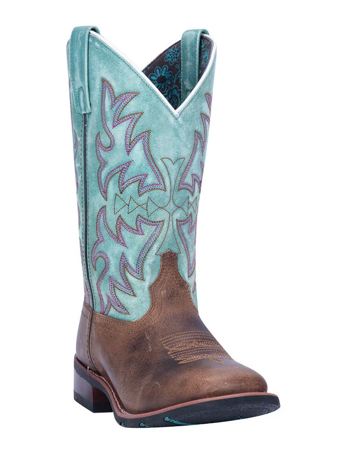 Laredo 5607 Womens Anita Square Toe Western Boot Brown Turquoise