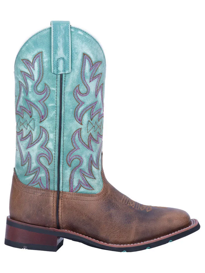 Laredo 5607 Womens Anita Square Toe Western Boot Brown Turquoise