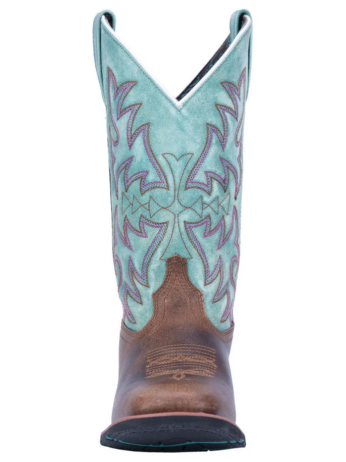 Laredo 5607 Womens Anita Square Toe Western Boot Brown Turquoise