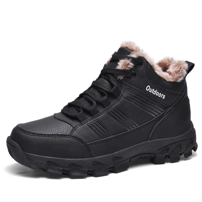 Leather Waterproof Warm Fur Snow Boots