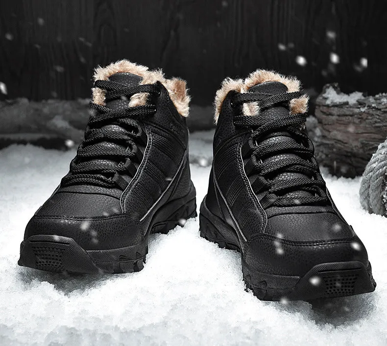 Leather Waterproof Warm Fur Snow Boots