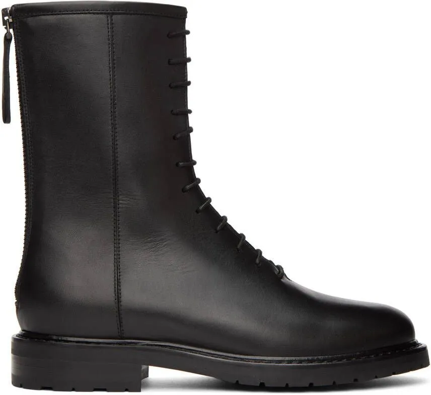 Legres Black Leather Combat Boots